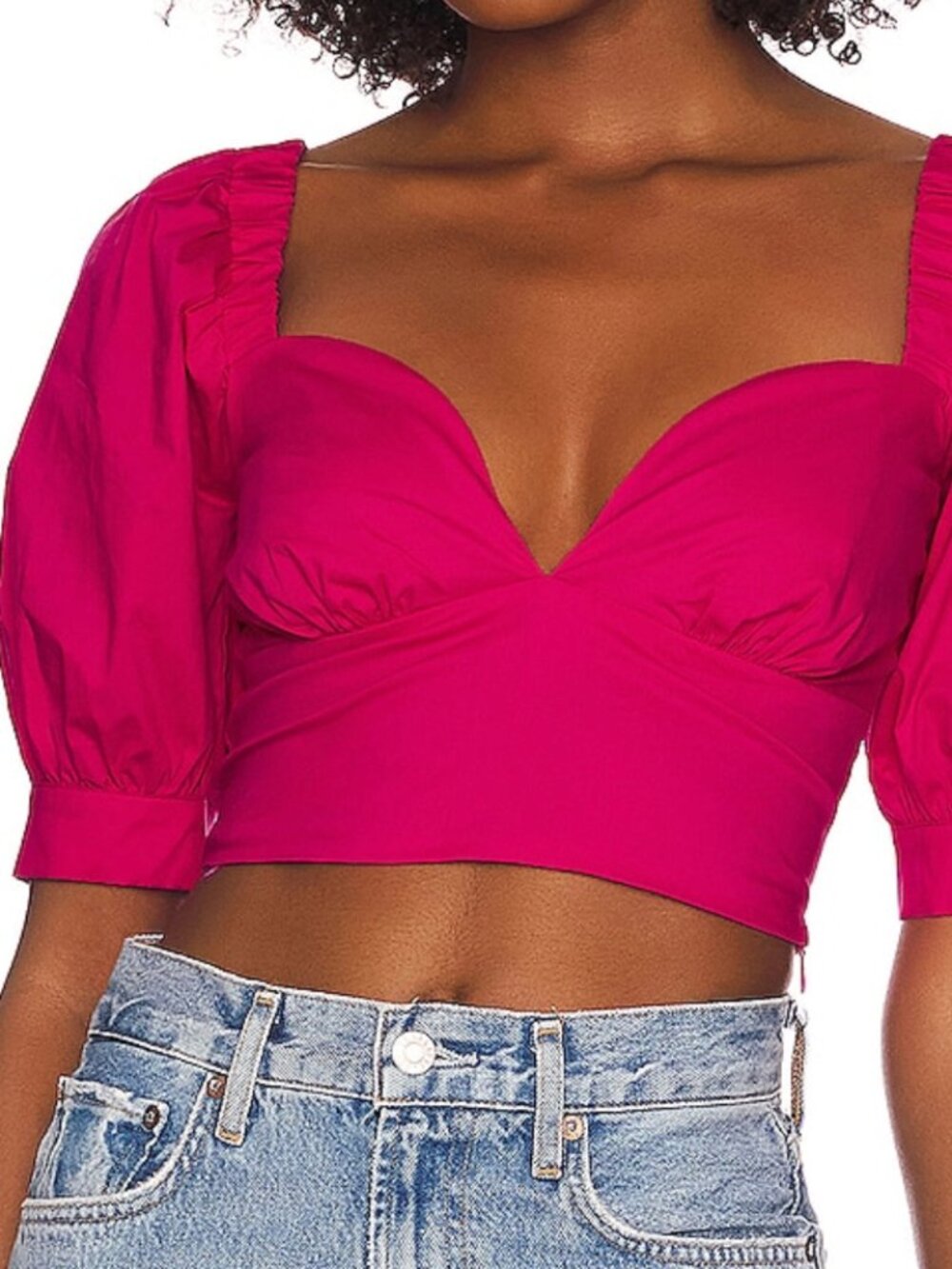 MORE TO COME Colette Puff Sleeve Top in Hot Pink